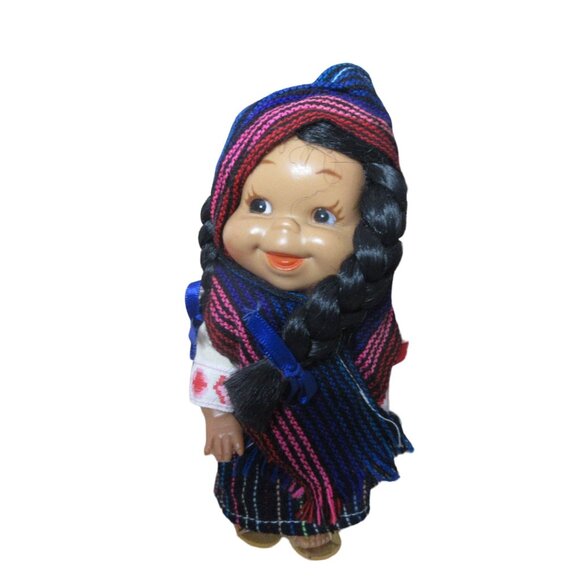 Mexican Mayan Aztec 7" Plastic/Vinyl Doll - Vintage - Picture 1 of 6